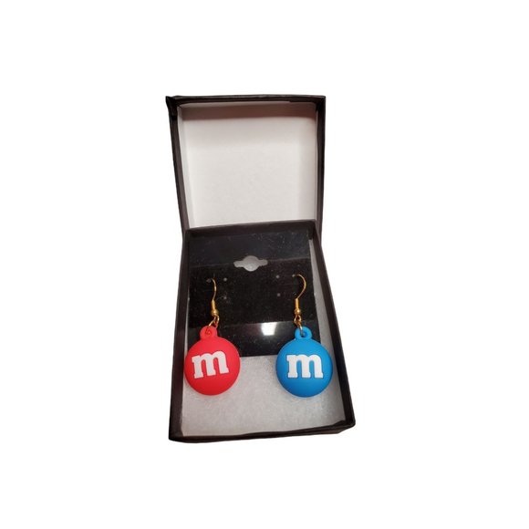 🎄3 FOR $20🎄Handmade Silicone M & M Dangle Earrings. Comes with Box. - Picture 2 of 3